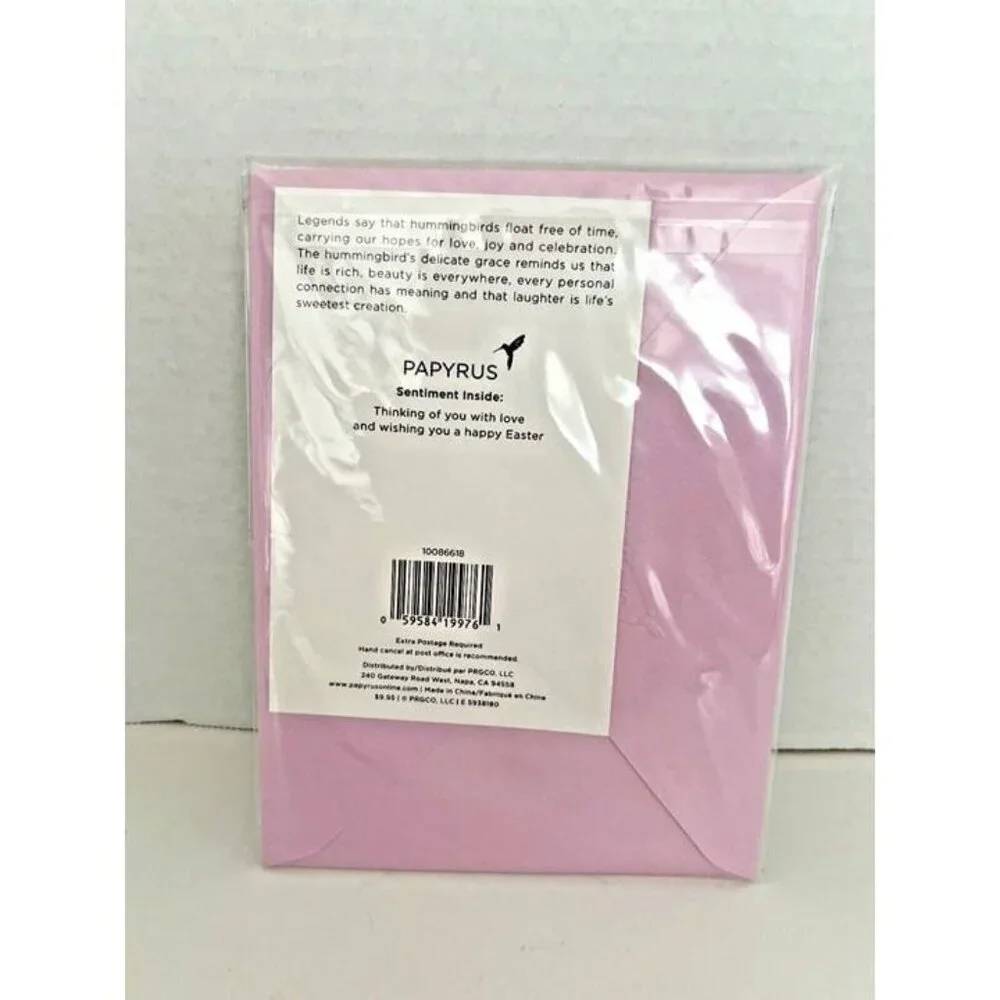 PAPYRUS Unique Greeting Card 3D Floral Spring Easter Egg Bow Purple Envelope‎